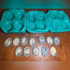 12 Piece Complete Zodiac Cameo Cabochon Set 13x18mm Horoscope Lot